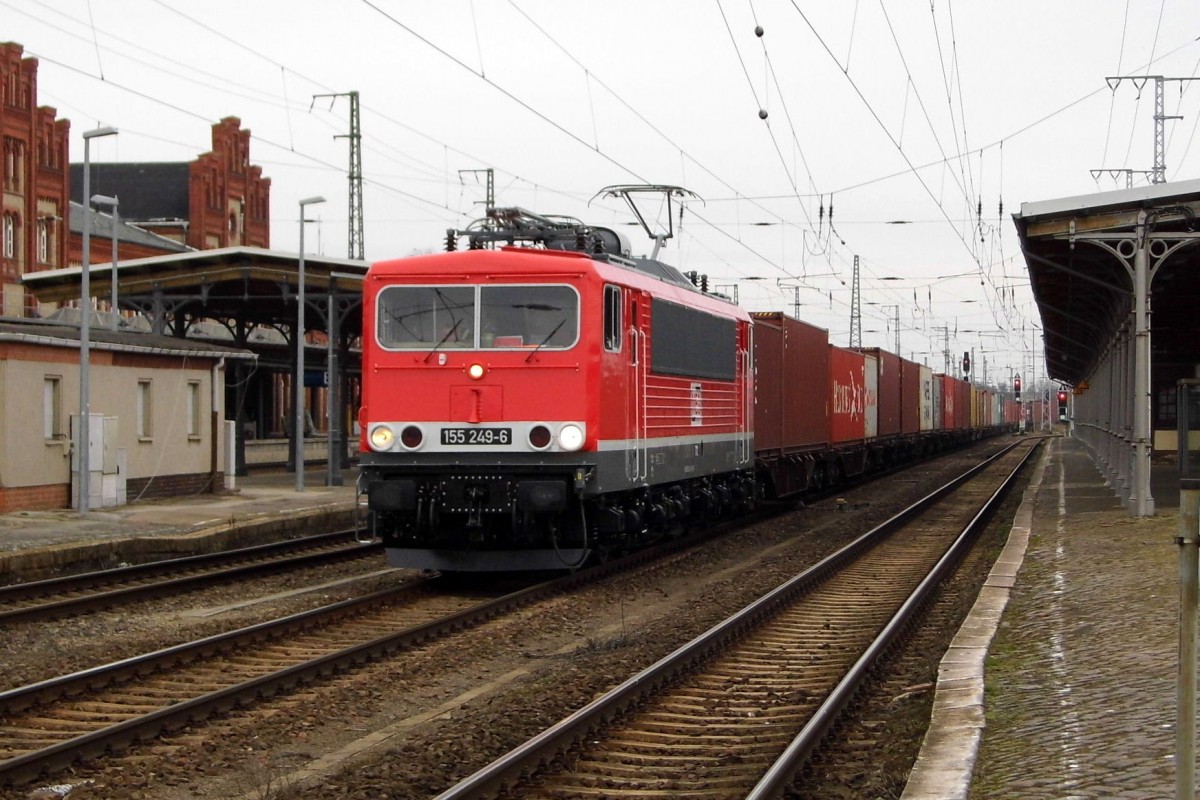 Am 05.03.2016 kam die     155 249-6 von der MEG  aus Richtung Magdeburg nach Stendal und fuhr weiter nach Wittenberge.