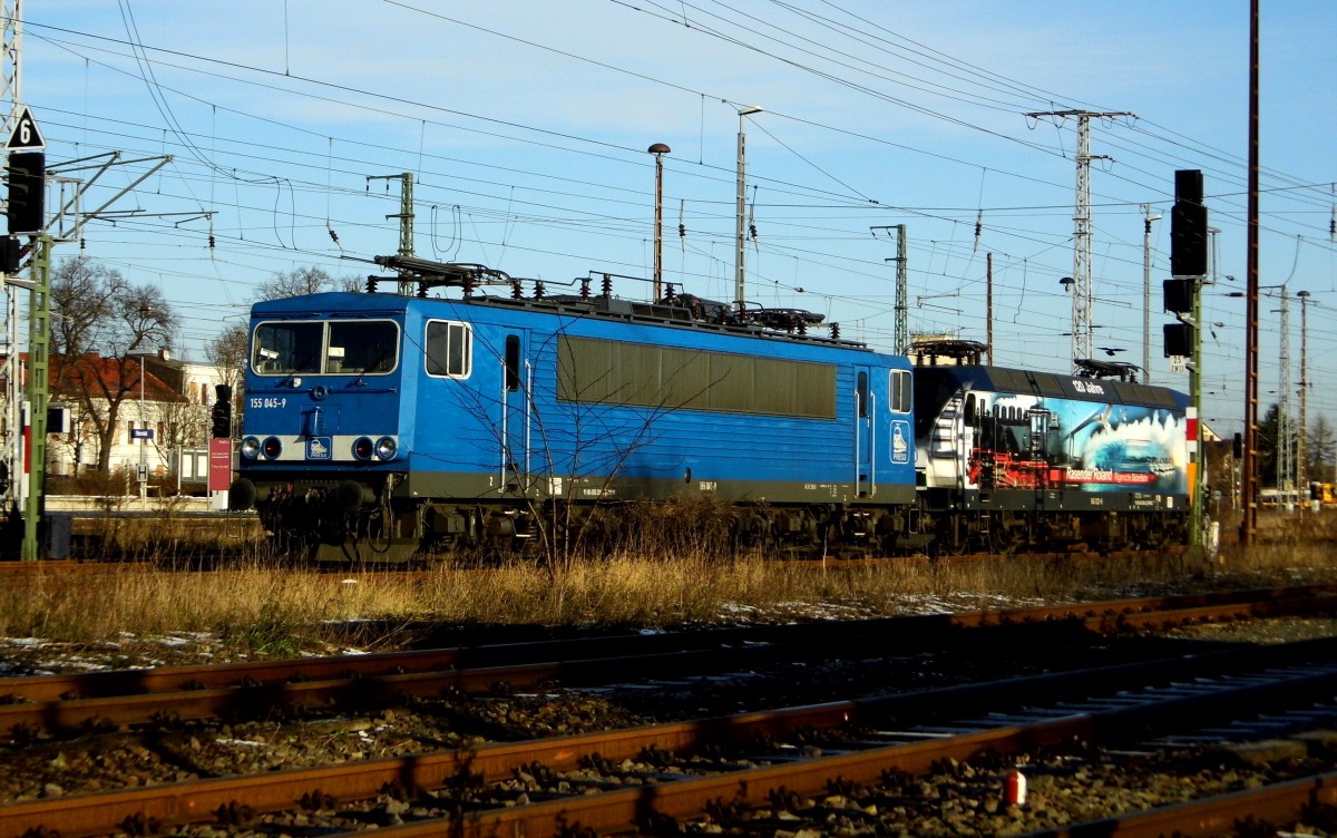 Am 09.01.2016 waren die 145 023-6 und die 155 045-9 von der Press Stendal abgestellt .