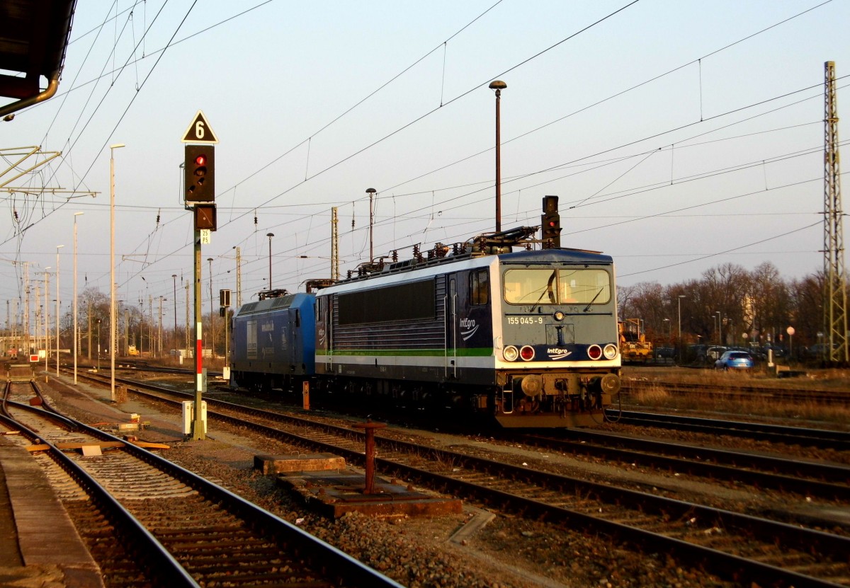 Am 09.03.2016 waren die 145 030-7 von der Press und die 155 045-9 von der  IntEgro (Press) in Stendal abgestellt .