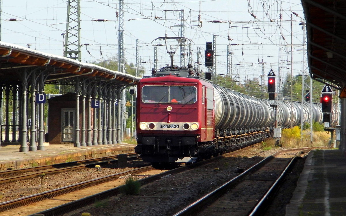 Am 09.09.2016 kam die 155 103-5 von der CLR - Cargo Logistik Rail-Service   aus Richtung Magdeburg nach Stendal und fuhr weiter in Richtung Salzwedel .