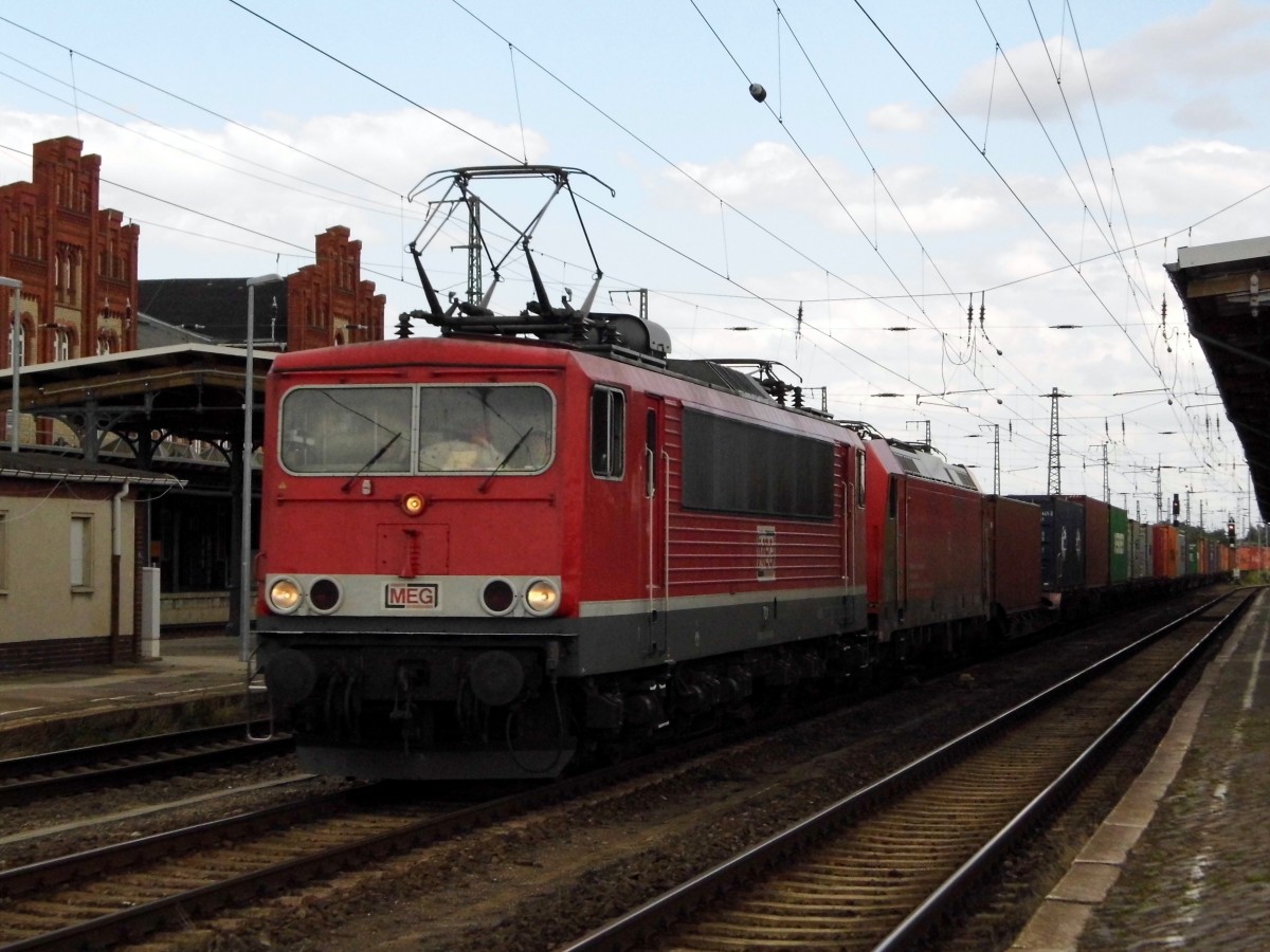 Am 25.07.2015 kam MEG 701 (155 124) aus Richtung Magdeburg nach Stendal und fuhr weiter nach Wittenberge.