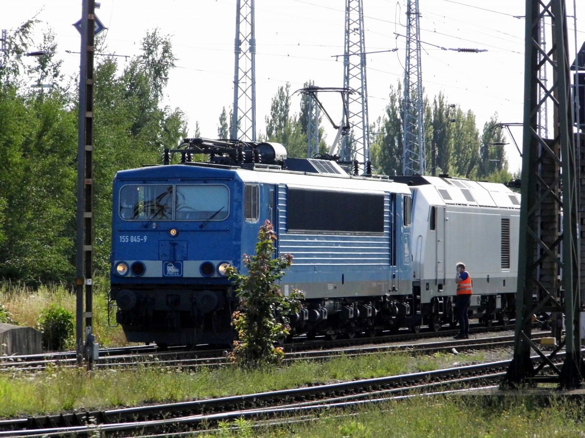 Am 26.07.2015 standen die 76 110 und die 145 030-7 und die 155 045-9 von der Press in Stendal   .