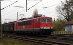 Am 31.10.2015 kam die   MEG (155 119-1) 706 aus Richtung Braunschweig nach Niederndodeleben und fuhr weiter in Richtung Magdeburg .